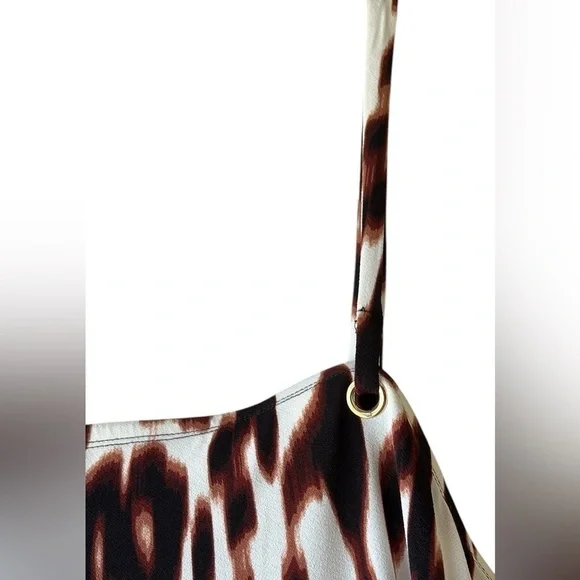 Bold Element Brown and Black Leopard Print Sleeveless Jumpsuit Chain Belt - Picture 13 of 16